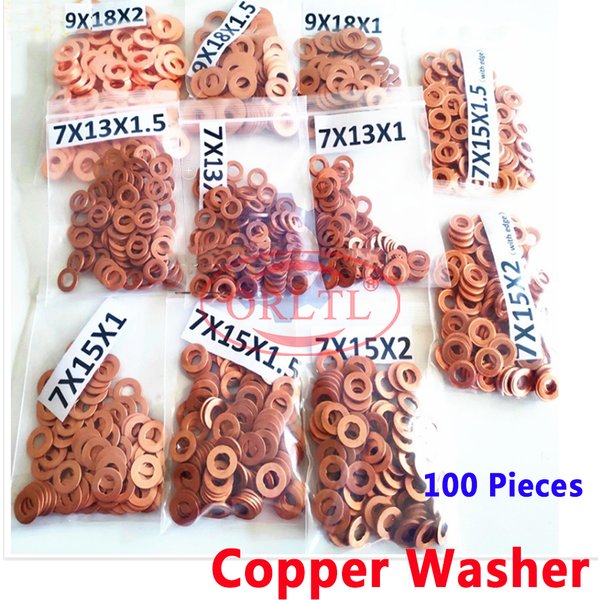 ORLTL 100PCS/lot Diesel Oil Fuel Injector Copper Washers F00VC17504 Auto Nozzle F00VC17503 F00VC17505 for BOSCH Delphi Denso