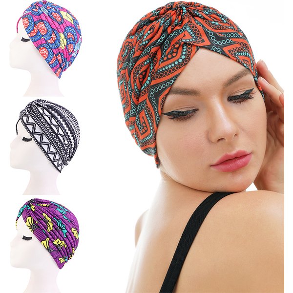 Nouvelles femmes imprimé noeud turban indien musulman chapeaux chimio Cap Hijab Bonnet tête enveloppement Bandanas perte de cheveux foulard