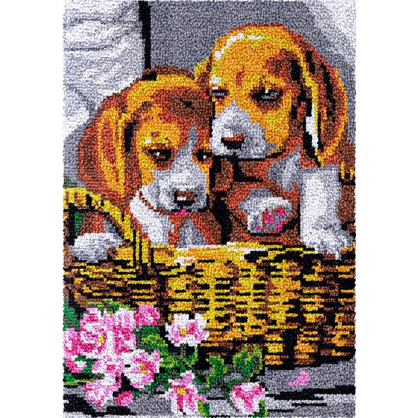 Kits de tapis à grand crochet de loquet pour chiens, ensemble de broderie de tapis, accessoires artisanaux de loisirs, toile en plastique, fabrication de sacs de bricolage, paquet d'oreiller à nœud