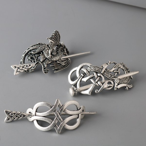 Épingle à cheveux Viking, couronne de nœuds celtiques, bâton de cheveux en métal Vintage, Runes Dragons, pince à cheveux coulissante, accessoire de bijoux pour femmes
