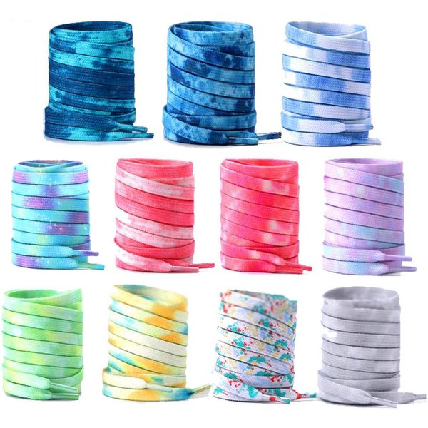 Tie Dye Shoelaces Gradient Colors Shoe Laces for Sports Shoes Boots Sneakers Skates Casual Shoes Flat Shoelace 120/140/160CM