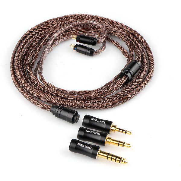 Tripowin Amber 32AWG OFC sauerstofffreies Kabel HiFi-IEM-Kabel mit austauschbarem 2,5 mm 3,5 mm 4,4 mm Stecker PVC-Hülse für Audiophile