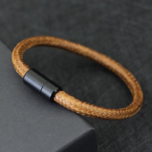 Bracelet punk en macramé pour homme, noir, marron, ULd'avertissement, rapide, fermoir magnétique, zones Pulsera bre, bandes à main pour lui, cadeau de montagne, nouveau