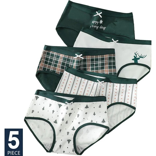5Pcs/Set Cotton Women Panties Breathable Underwear Cute Print Girls Briefs Sexy Low Waist Underpants Soft Panty Female Lingerie