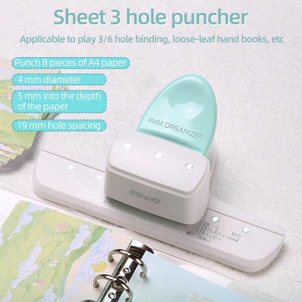 3 Holes 4mm Hole Puncher Diy A5 A6 A7 Loose Leaf Paper Hole Punch Planner Scrapbooking Paper Binding Standard Hole Punch Machine