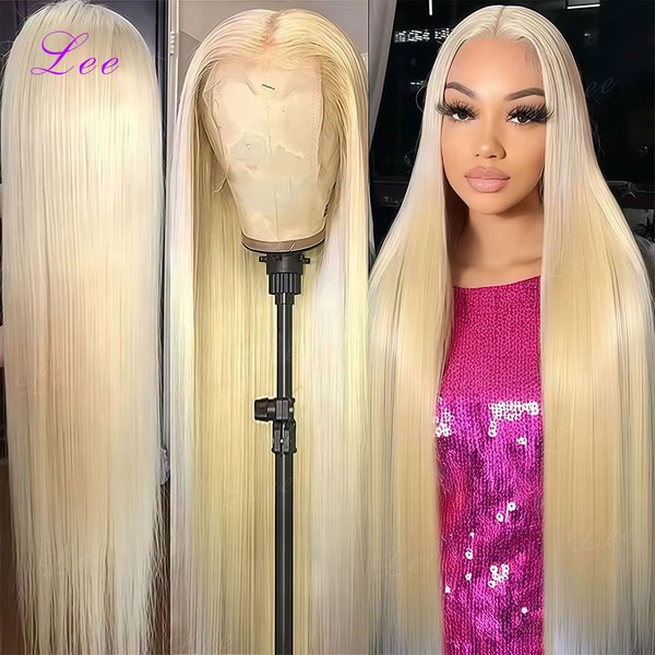 Perruque de cheveux humains blonds 613, 30-40 pouces, lisses et raides, avec dentelle frontale HD 13x6, cheveux brésiliens, densité 250, pré-épilée.