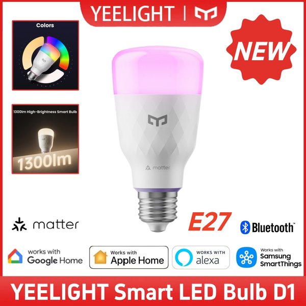 Globale YEELIGHT Smart LED-Glühbirne D1 RGB Einstellbare Farbe E27 Fassung 1300lm App-Sprachsteuerung Kompatibel mit Apple Home Google Alexa