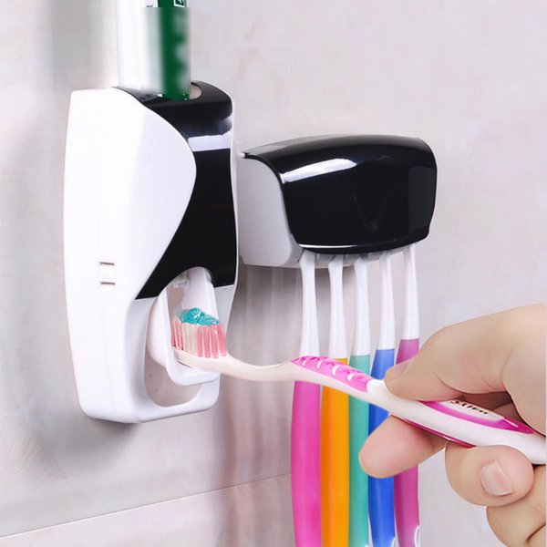 Automatische Zahnpasta Spender Wand Montieren Staub-proof Zahnbürste Halter Wand Halterung Lagerung Rack Badezimmer Zubehör Set Squeezer