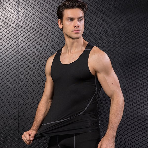 Débardeur d'entraînement pour hommes, T-shirt de sport sans manches à séchage rapide, débardeur de basketball, de course et de fitness PRO