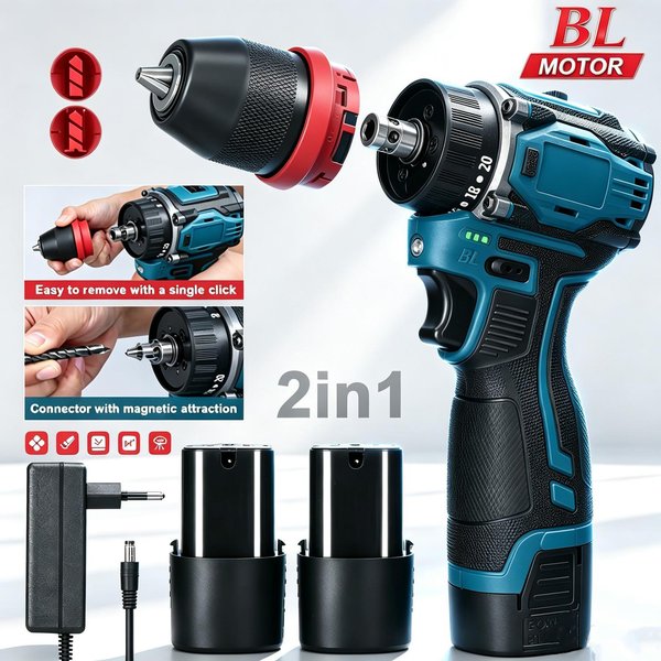 Tournevis électrique sans fil 2 en 1, 2 vitesses, 45/55nm, Mini perceuse électrique, outil de réparation pour perçage du bois