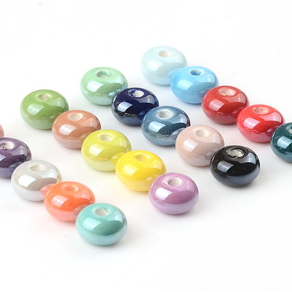 30 pièces 5x8mm boulier forme perles en céramique bricolage 2mm trou bijoux faits à la main perles breloques perles en porcelaine en vrac pour la fabrication de bijoux