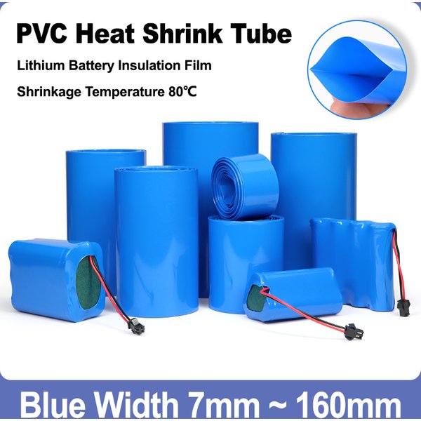 1 m ~ 20 m blaue Batteriefolien, Breite 7 mm ~ 160 mm, isolierte Schlauchschutzfolie, PVC-Schrumpfschlauch für Lithium-Batteriepacks