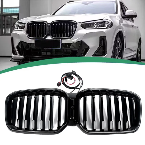 LED-Kühlergrill für BMW X3 G01 X4 G02 M40i 20i 30i LCI 2022 2023 2024 Frontstoßstangen-Grill Einzel- oder Doppellinie im Diamant-Stil