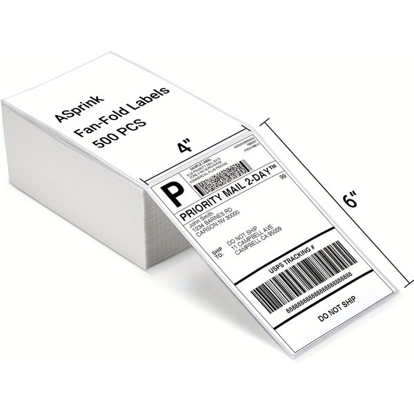 Étiquettes thermiques 4 "x 6" - Étiquettes d'expédition thermique directe ASprink auto-adhésives - Étiquettes postales blanches pour imprimantes d'étiquettes thermiques