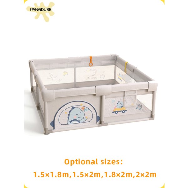PANGDUBE Barrière de sécurité durable pour enfants, grande zone de jeu pour tout-petits, panier d'activités intérieur, maille respirante, design stable, base antidérapante, montage facile sans perçage