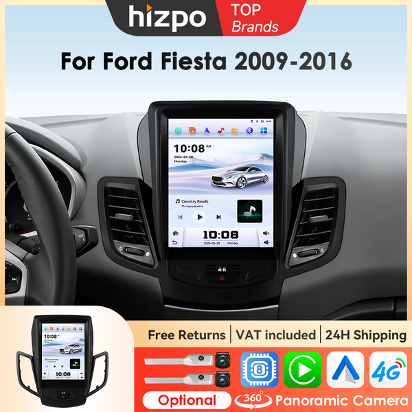 Hizpo 9,7-Zoll-Autoradio-Multimedia-Videoplayer für Ford Fiesta 2009 - 2016 Android Auto GPS-Navigation Stereo 4G WIFI Carplay RDS