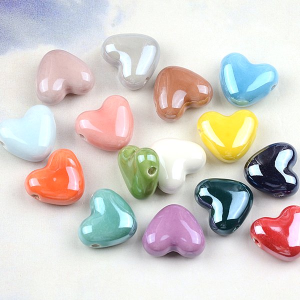 10 teile/los 15mm Kreuz loch Liebe Herzform Keramik Perlen für Schmuck machen DIY handgemachte Armband Porzellan Perlen Zubehör