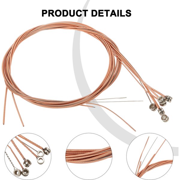Cordes JES en cuivre pour instruments de musique, cordes acoustiques, accessoires de pièces, jeu de 6, 011-052in, haute qualité
