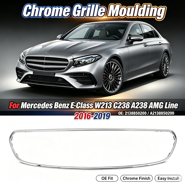Chrome For Mercedes-Benz E Class W213 2016-2019 E300 E400 Front Grill Surround Trim Grille Center Molding Trim for 2138850200