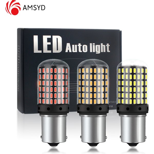 2pcs Car LED 1156 BA15S P21W BAU15S PY21W 1157 BAY15D 7443 LED Bulbs 144SMD CanBus Lamp Reverse Turn Signal Light