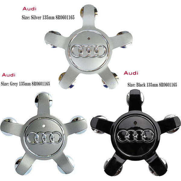 4 Stück 135 mm Auto-Felgen-Mitteabenkappen deckt 8R ab 0601165 Pour Audi A1 A2 A3 A4 A5 A6 A7 A8 Q1