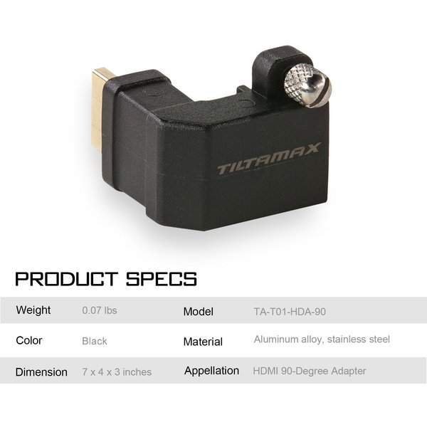 Adaptateur HDMI à 90 degrés TILTA TA-T01-HDA-90, compatible avec BMPCC 4K/6K 6K PRO
