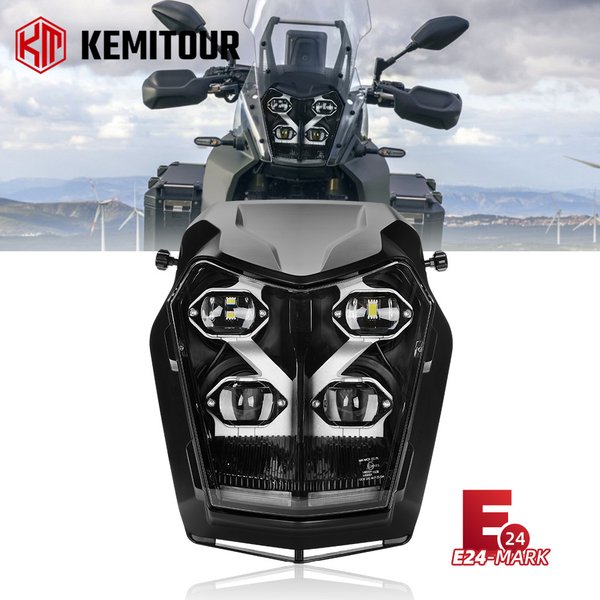 LED-Scheinwerfer-Baugruppe für Yamaha Tenere 700 XTZ700 Rally 2019-2024 DRL Tagfahrlicht E24 E-geprüft Superhell Plug & Play Wasserdicht