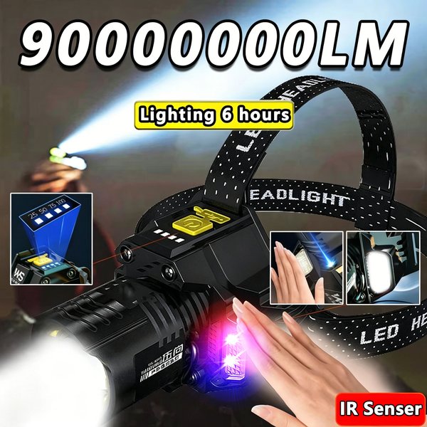 Leistungsstarke LED-Stirnlampe mit Bewegungssensor, USB-Aufladbar, COB-Kopflampe mit Zoom-Funktion, Hochleistungs-Fischerlampe