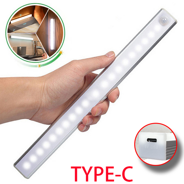 Motion Sensor Licht Drahtlose LED Nachtlicht Typ C Wiederaufladbare Licht Schrank Garderobe Lampe Treppe Hintergrundbeleuchtung Für Küche LED
