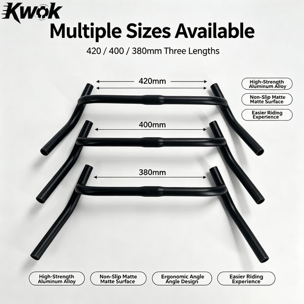 Kierownica Kwok New Alloy Modify Gravel H 25.4MM z dużym rozszerzeniem, kierownica do rowerów crossowych, szosowych, MTB, kierownice rowerowe z włókna stopowego do podróży.