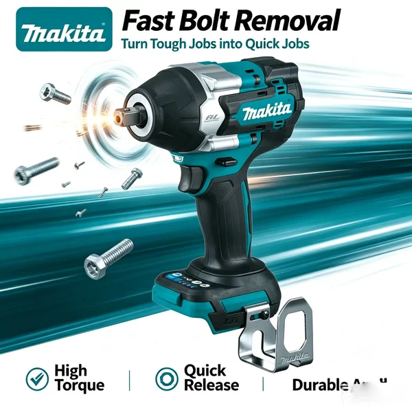 Makita DTW700 18V Bürstenloser Akku-Schlagschrauber 1000Nm Hochdrehmoment Elektrischer Drehmomentschlüssel mit variabler Drehzahl und Auto-Stop-Technologie für Kfz-Werkstätten