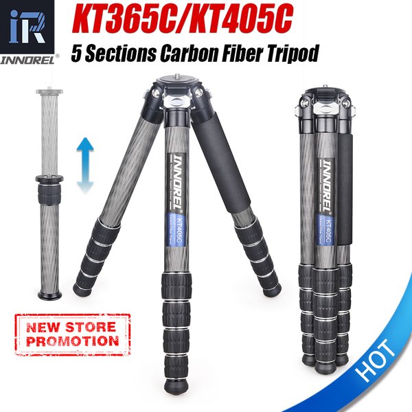 KT365C/KT405C 10-lagiges Kohlefaser-Stativ für DSLR-Kamera, 5 Abschnitte, robuster Ständer, Kugelkopf mit geringer Schwerkraft, kurze Mittelsäule