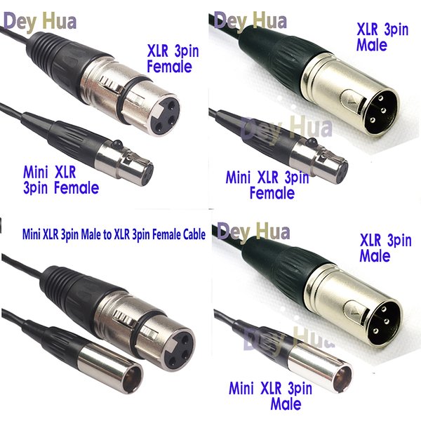 Câble Mini XLR 3 broches mâle vers XLR 3 broches femelle, 0.3M 0.5M 1M, pour caméra Blackmagic Pocket Cinema 4k, câble de ligne Audio