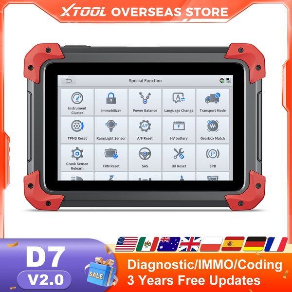 XTOOL D7 V2.0 OBD2 Automotive Scanner Schlüsselprogrammierer Alle System-Autodiagnosetool ECU-Codierung mit 39+ Resets CANFD DOIP FCA