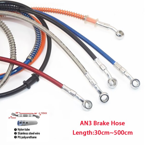 30 cm-500 cm Motorrad Geflochtene Ölschläuche Leitungsrohr Rohr Motorrad Universal Racing Hydraulischer Bremsschlauch 10 mm Banjo 28 Grad