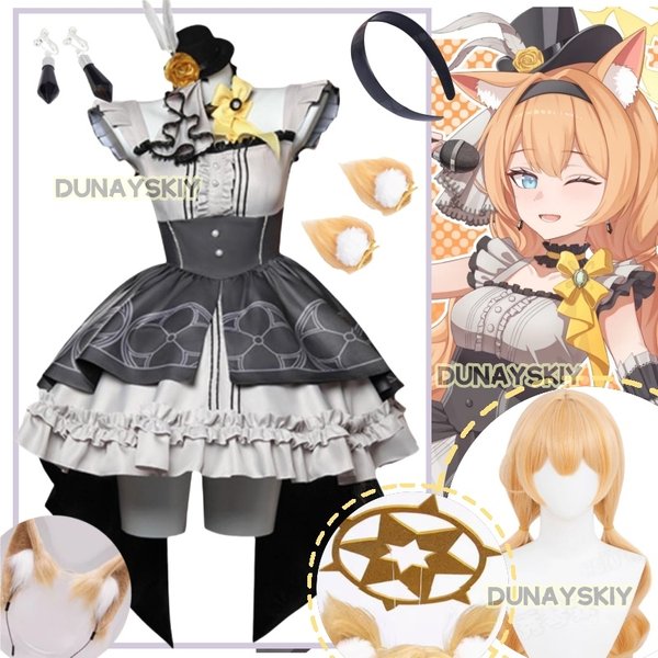 Iochi Mari Cosplay Spiel Blau Archiv Kostüm Perücken Mari Kleid Ohr Outfit Anzug Halloween Party Uniform Kleidung für Frauen Mädchen