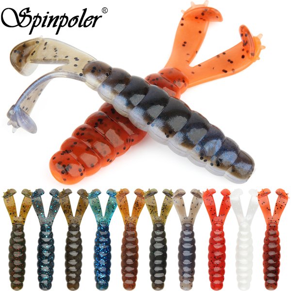 Spinpoler plus grand appât de basse-dubaur double queue Grub 10X matériau TPR flottant souple et résistant appâts de pêche durables 10 pièces avec boîte