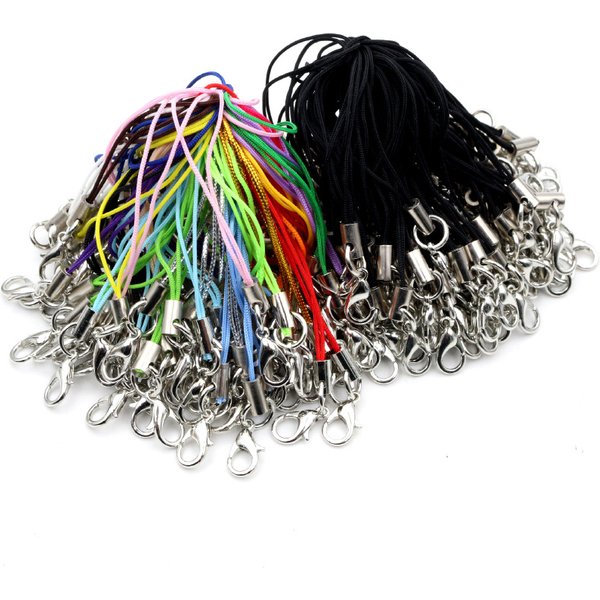 100 pièces lanière Lariat sangle cordons homard fermoir corde porte-clés crochets ensemble Mobile breloques porte-clés sac accessoires porte-clés