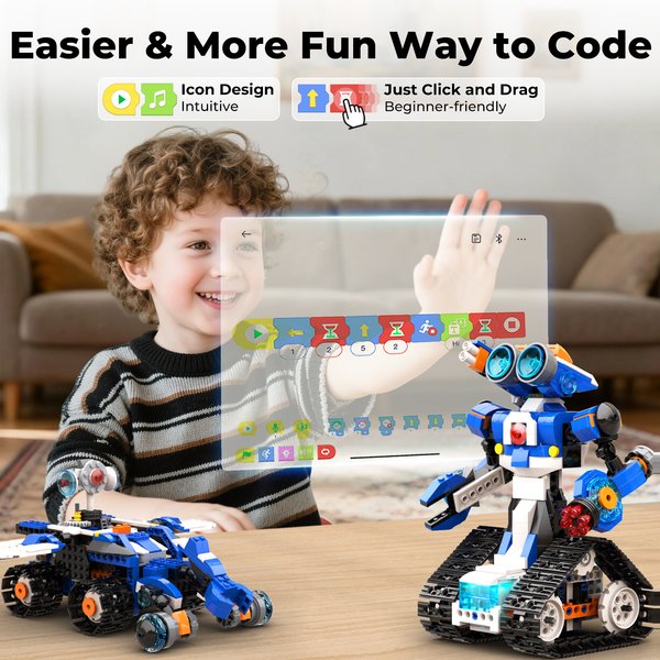 Apitor STEM Roboter-Baukasten 6-in-1 480 Teile APP-Fernbedienung Programmierbarer Roboter Spielzeug für Kinder 8-12 Jahre Lehrreiche Robotik-Geschenke für Jungen Mädchen Geburtstag Weihnachten