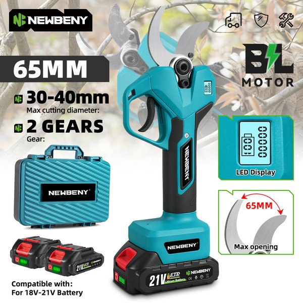 NEWBENY 65MM 2-Gang Bürstenlose Elektrische Schere Kabellose Astschere für Obstbäume Elektrowerkzeug für Makita Akku