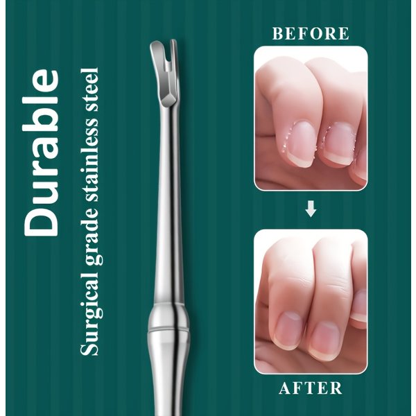 Premium Cuticle Remover Tool: Surgical Grade Stainless Steel Nail Art Manicure Scraper for Dead Skin & Nail Cleaning