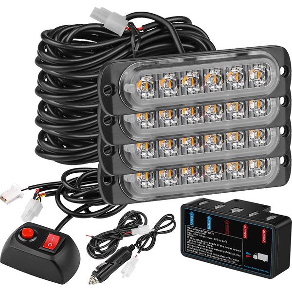 Kit LED 4 pièces, 6 SMD, stroboscopes, lumières 12V, clignotants pour camion, feux stroboscopiques pour voiture, feux de calandre centrale, feux de position latéraux, interrupteur de commande