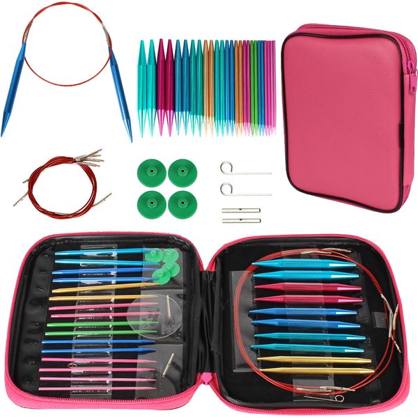 Ensemble d'aiguilles à tricoter circulaires, 26 pièces, aiguilles à Crochet Interchangeables pour fil à Crochet, Kit d'accessoires de tricot, cadeau pour débutant