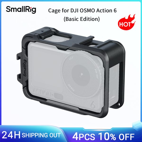 SmallRig Cage für DJI Osmo Action 6, Basic Edition mit Cold Shoe & Schnellverschluss-Halterungen für horizontale & vertikale Aufnahmen 5886