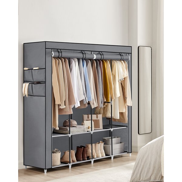 Armoire en tissu SONGMICS, 4 ventilateurs à main suspendus, avec étagères, 4 poches latérales