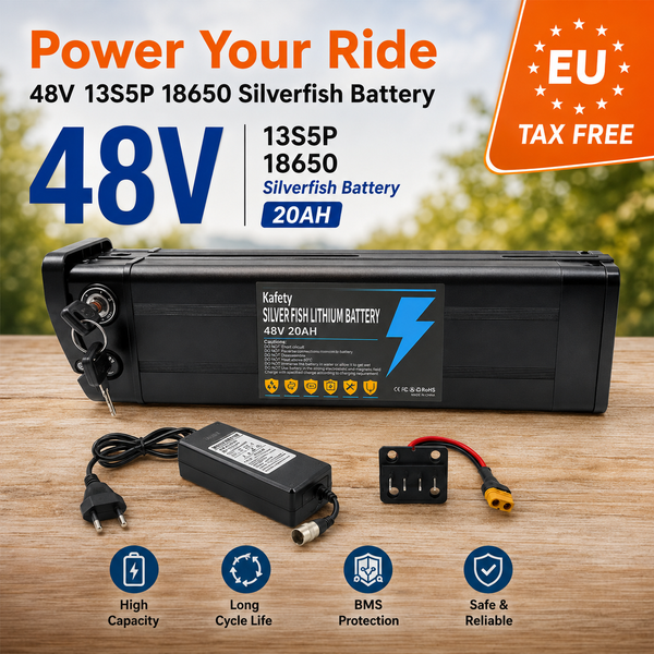 Akumulator litowy Silver Fish 36V/48V/52V/60V 10Ah 12Ah 15Ah 20Ah do składanych e-rowerów o mocy 250W-1800W, z ładowarką XLR 2A.