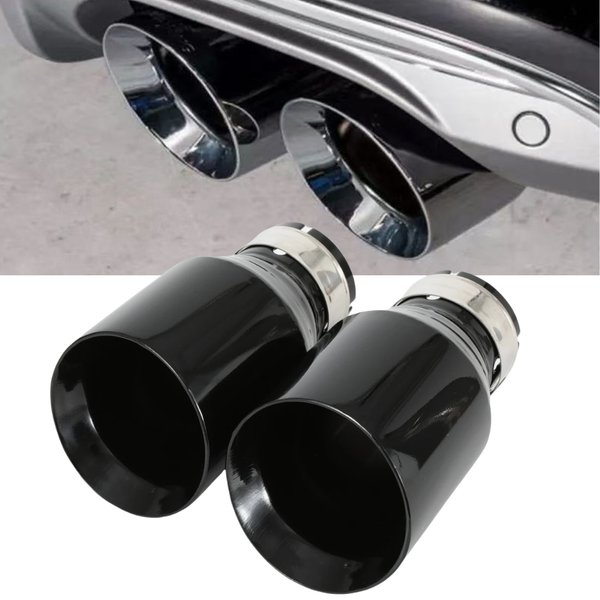 Système d'échappement en acier inoxydable noir pour voiture, 1 pièce, extrémité de la pointe du silencieux, sortie de bord biseauté, accessoires universels modifiés pour tuyaux d'échappement