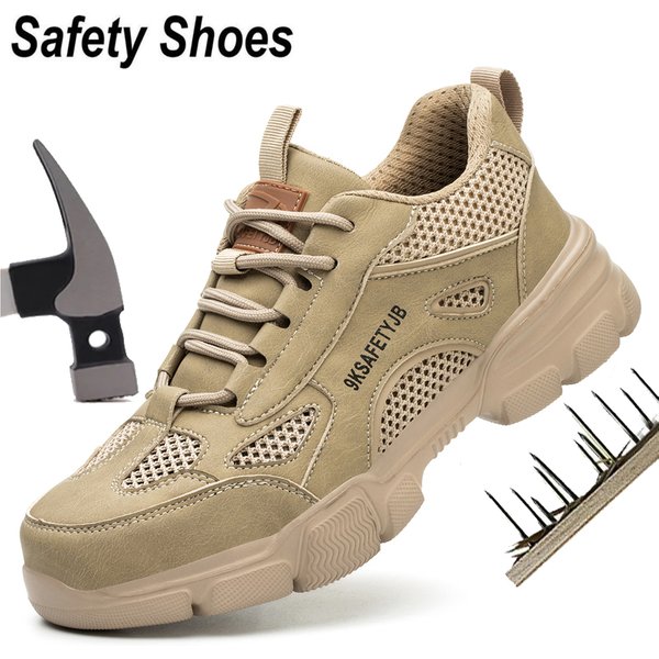 Arbeits schuhe hohl atmungsaktiv Stahl Zehen stiefel leichte Sicherheits arbeits schuhe rutsch fest für Männer Frauen männliche Arbeit Sneaker
