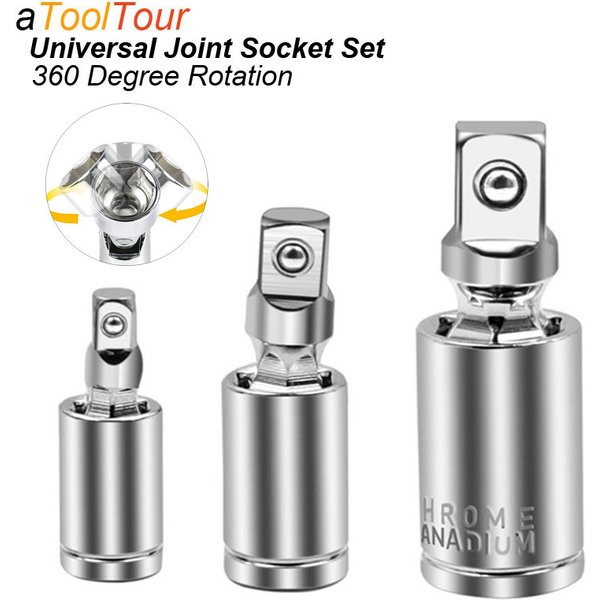 Adaptateur de douille à percussion à joint universel, convertisseur d'entraînement à joint en U carré, tête en acier au chrome vanadium, outil automatique de réparation de voiture, 1/4, 3/8, 1/2