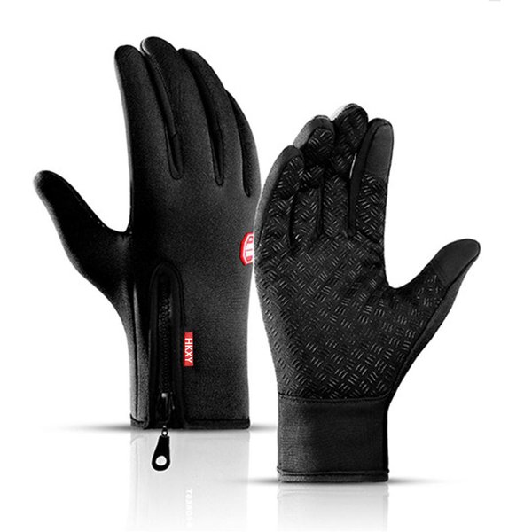 Winter Cycling Sports Gloves Men Women Water Splash Warm Touch Screen Motorcycle Anti-Slip Skiing Zipper Windproof Driving